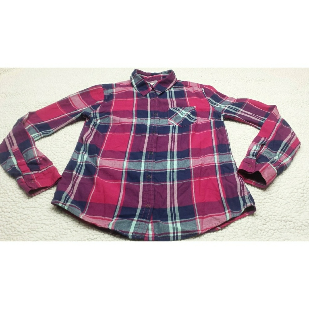Arizona Jean shirt size S 100% Cotton plaid Multi-color button down  Shirt, long